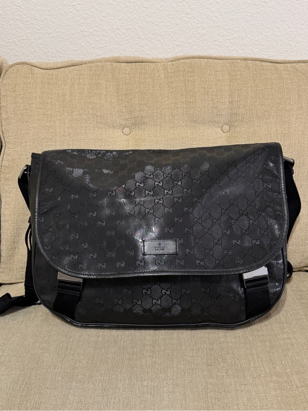 Gucci Black GG Messenger Shoulder Bag